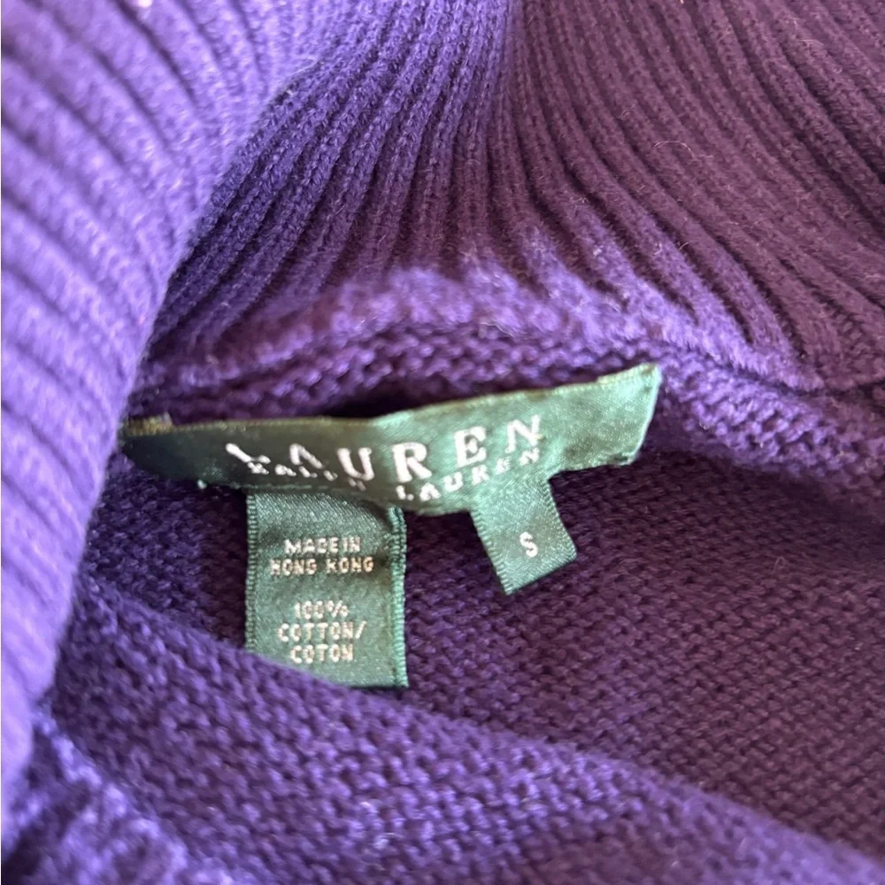 VTG ralph lauren turtleneck with gold button accent womens small purple
